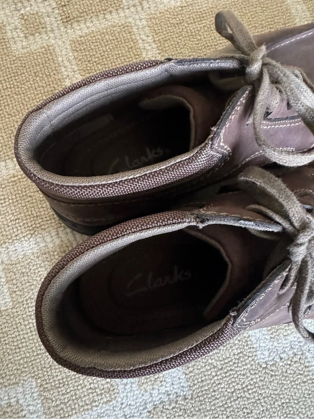 Clarks Leather Chukka Boots Moc Toe Comfort Shoes Travel Brown Size 13